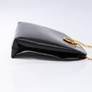 Salvatore Ferragamo Gancini Chain Shoulder Bag Leather Black Gold Auth 138417-3