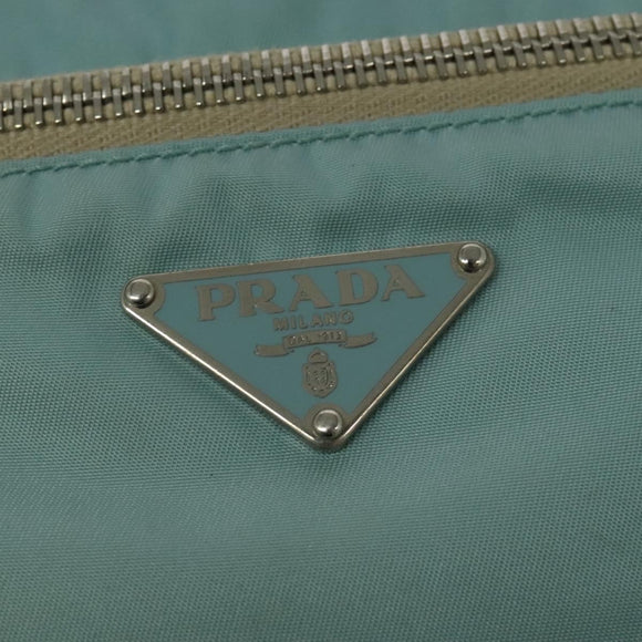 PRADA Shoulder Bag Nylon Light Blue Silver Auth 138419