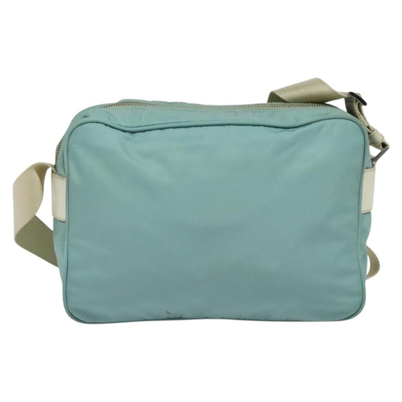 PRADA Shoulder Bag Nylon Light Blue Silver Auth 138419