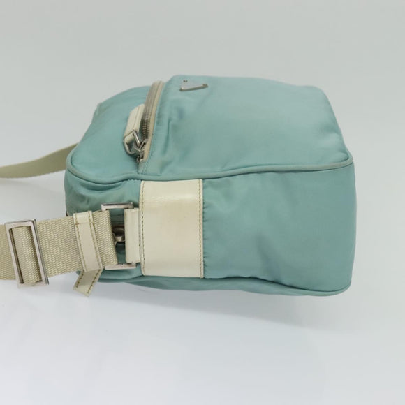 PRADA Shoulder Bag Nylon Light Blue Silver Auth 138419