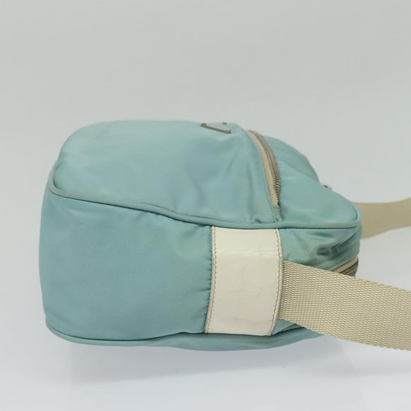 PRADA Shoulder Bag Nylon Light Blue Silver Auth 138419