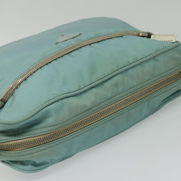 PRADA Shoulder Bag Nylon Light Blue Silver Auth 138419