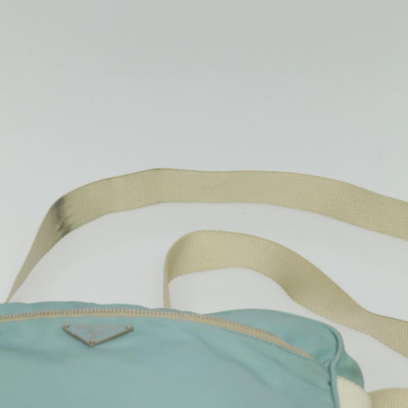 PRADA Shoulder Bag Nylon Light Blue Silver Auth 138419