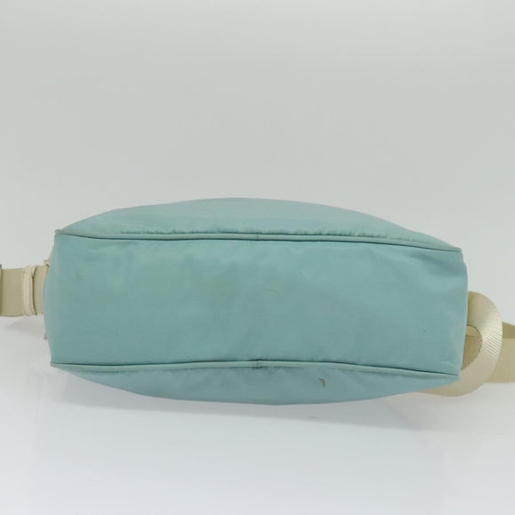 PRADA Shoulder Bag Nylon Light Blue Silver Auth 138419
