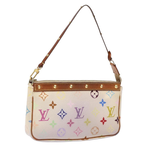 LOUIS VUITTON Monogram Multicolor Pochette Pouch White M92649 LV Auth 138420
