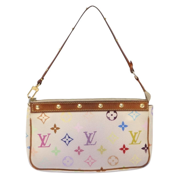 LOUIS VUITTON Monogram Multicolor Pochette Pouch White M92649 LV Auth 138420