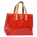 LOUIS VUITTON Monogram Vernis Reade PM Hand Bag Red Rouge M91088 LV Auth 138424-1