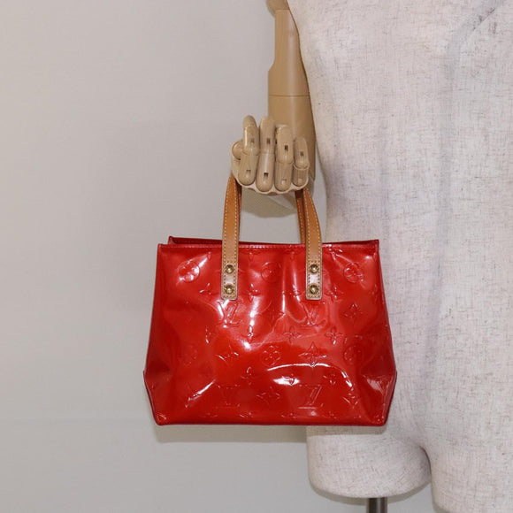 LOUIS VUITTON Monogram Vernis Reade PM Hand Bag Red Rouge M91088 LV Auth 138424