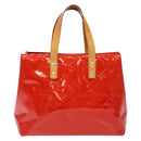 LOUIS VUITTON Monogram Vernis Reade PM Hand Bag Red Rouge M91088 LV Auth 138424-13