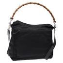 GUCCI Bamboo Hand Bag Nylon 2way Black Silver 000 2404 0509 Auth 138453-1