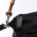 GUCCI Bamboo Hand Bag Nylon 2way Black Silver 000 2404 0509 Auth 138453-10