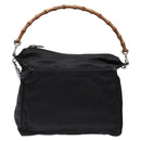 GUCCI Bamboo Hand Bag Nylon 2way Black Silver 000 2404 0509 Auth 138453-13