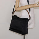 GUCCI Bamboo Hand Bag Nylon 2way Black Silver 000 2404 0509 Auth 138453-24