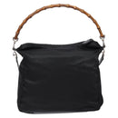 GUCCI Bamboo Hand Bag Nylon 2way Black Silver 000 2404 0509 Auth 138453-2