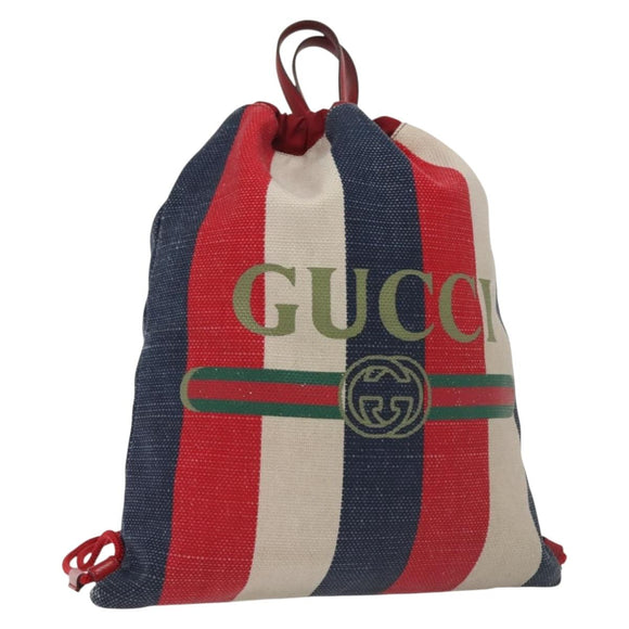 GUCCI Backpack Canvas Blue Red 473872 Auth 138454