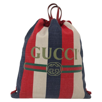 GUCCI Backpack Canvas Blue Red 473872 Auth 138454 - 0