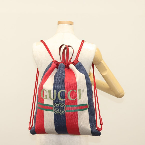 GUCCI Backpack Canvas Blue Red 473872 Auth 138454