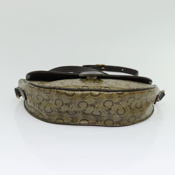 CELINE C Sulky Shoulder Bag PVC Beige Gold Auth 138455