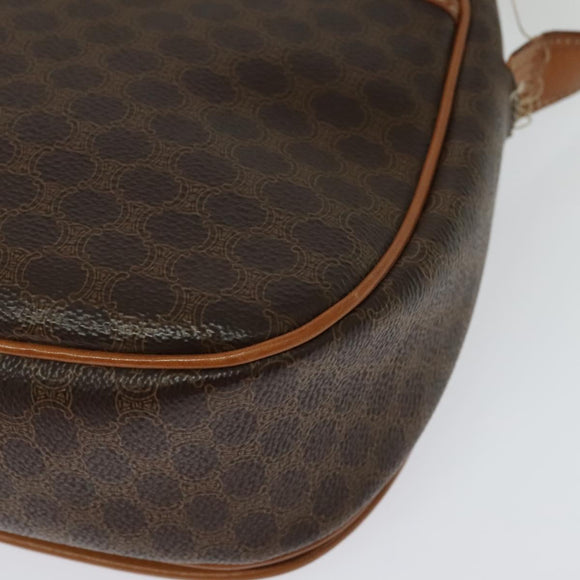 CELINE Macadam Canvas Shoulder Bag PVC Leather Brown Gold Auth 138456