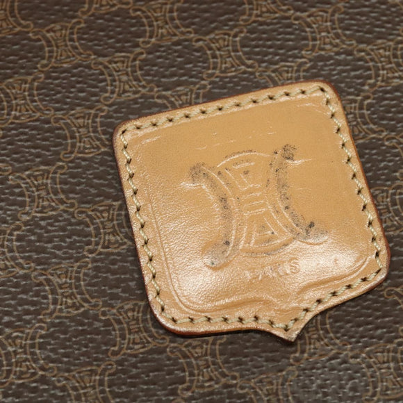 CELINE Macadam Canvas Shoulder Bag PVC Leather Brown Gold Auth 138456