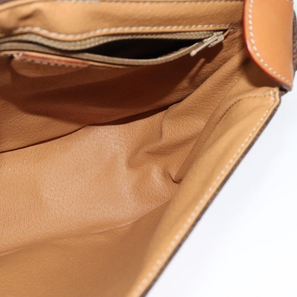 CELINE Macadam Canvas Shoulder Bag PVC Leather Brown Gold Auth 138456