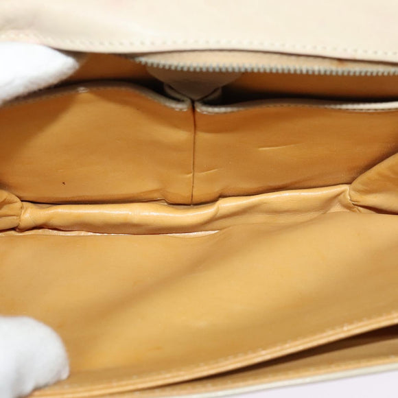 CELINE Shoulder Bag Leather Ivory Gold Auth 138458