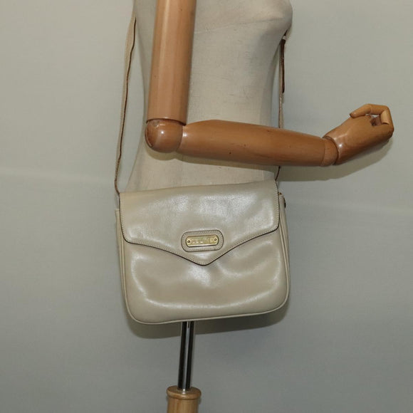 CELINE Shoulder Bag Leather Ivory Gold Auth 138458