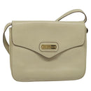 CELINE Shoulder Bag Leather Ivory Gold Auth 138458-2