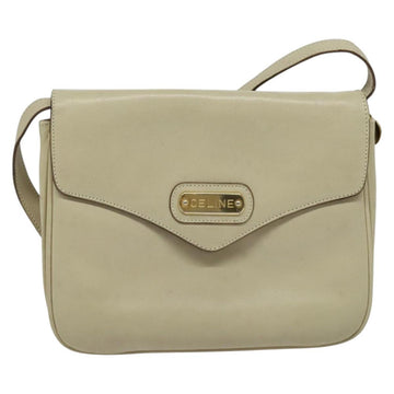 CELINE Shoulder Bag Leather Ivory Gold Auth 138458 - 0