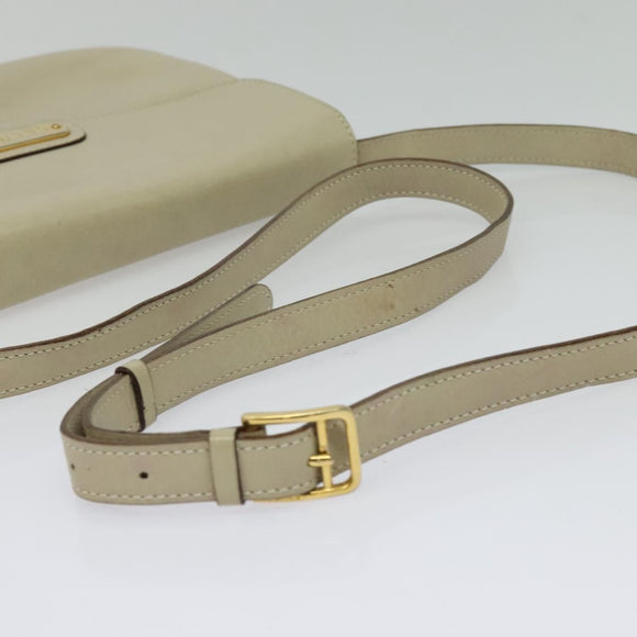 CELINE Shoulder Bag Leather Ivory Gold Auth 138458
