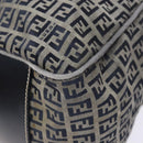 FENDI Zucchino Canvas Tote Bag Navy Silver Auth 138460-8