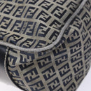 FENDI Zucchino Canvas Tote Bag Navy Silver Auth 138460-16
