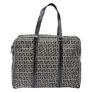 FENDI Zucchino Canvas Tote Bag Navy Silver Auth 138460-13