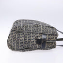 FENDI Zucchino Canvas Tote Bag Navy Silver Auth 138460-3