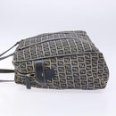 FENDI Zucchino Canvas Tote Bag Navy Silver Auth 138460-4