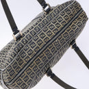 FENDI Zucchino Canvas Tote Bag Navy Silver Auth 138460-6