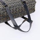 FENDI Zucchino Canvas Tote Bag Navy Silver Auth 138460-7