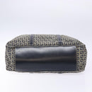 FENDI Zucchino Canvas Tote Bag Navy Silver Auth 138460-5