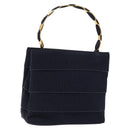 Salvatore Ferragamo Vala Hand Bag Canvas Black Gold Auth 138464-1