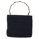 Salvatore Ferragamo Vala Hand Bag Canvas Black Gold Auth 138464-2