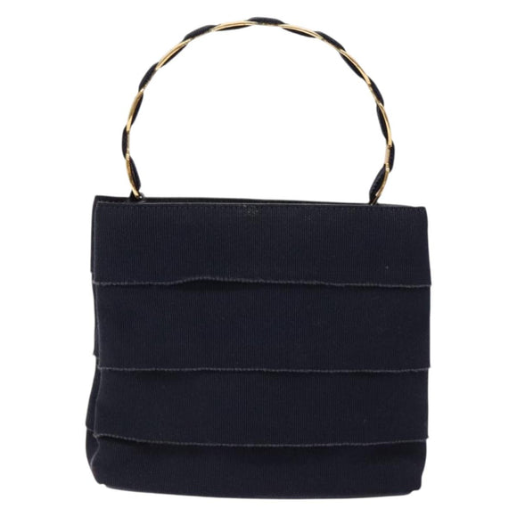 Salvatore Ferragamo Vala Hand Bag Canvas Black Gold Auth 138464