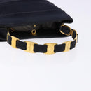 Salvatore Ferragamo Vala Hand Bag Canvas Black Gold Auth 138464-7