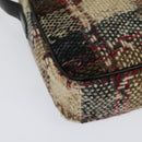 BURBERRY Nova Check Shoulder Bag Wool Brown Gold Auth 138465-15