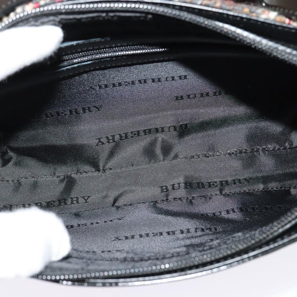 BURBERRY Nova Check Shoulder Bag Wool Brown Gold Auth 138465