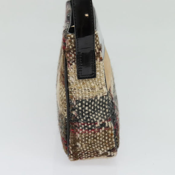 BURBERRY Nova Check Shoulder Bag Wool Brown Gold Auth 138465