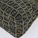FENDI Zucchino Canvas Mamma Baguette Schultertasche Marineblau Silber Auth 138467-16