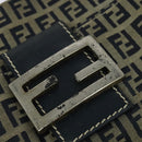 FENDI Zucchino Canvas Mamma Baguette Shoulder Bag Navy Silver Auth 138467-10