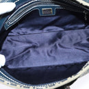 FENDI Zucchino Canvas Mamma Baguette Schultertasche Marineblau Silber Auth 138467-11