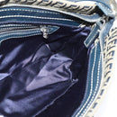 FENDI Zucchino Canvas Mamma Baguette Schultertasche Marineblau Silber Auth 138467-18