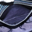 FENDI Zucchino Canvas Mamma Baguette Schultertasche Marineblau Silber Auth 138467-20